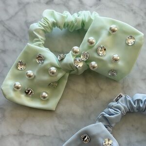 Stoney Clover Lane Embellished Bow Scrunchie in Honeydew
